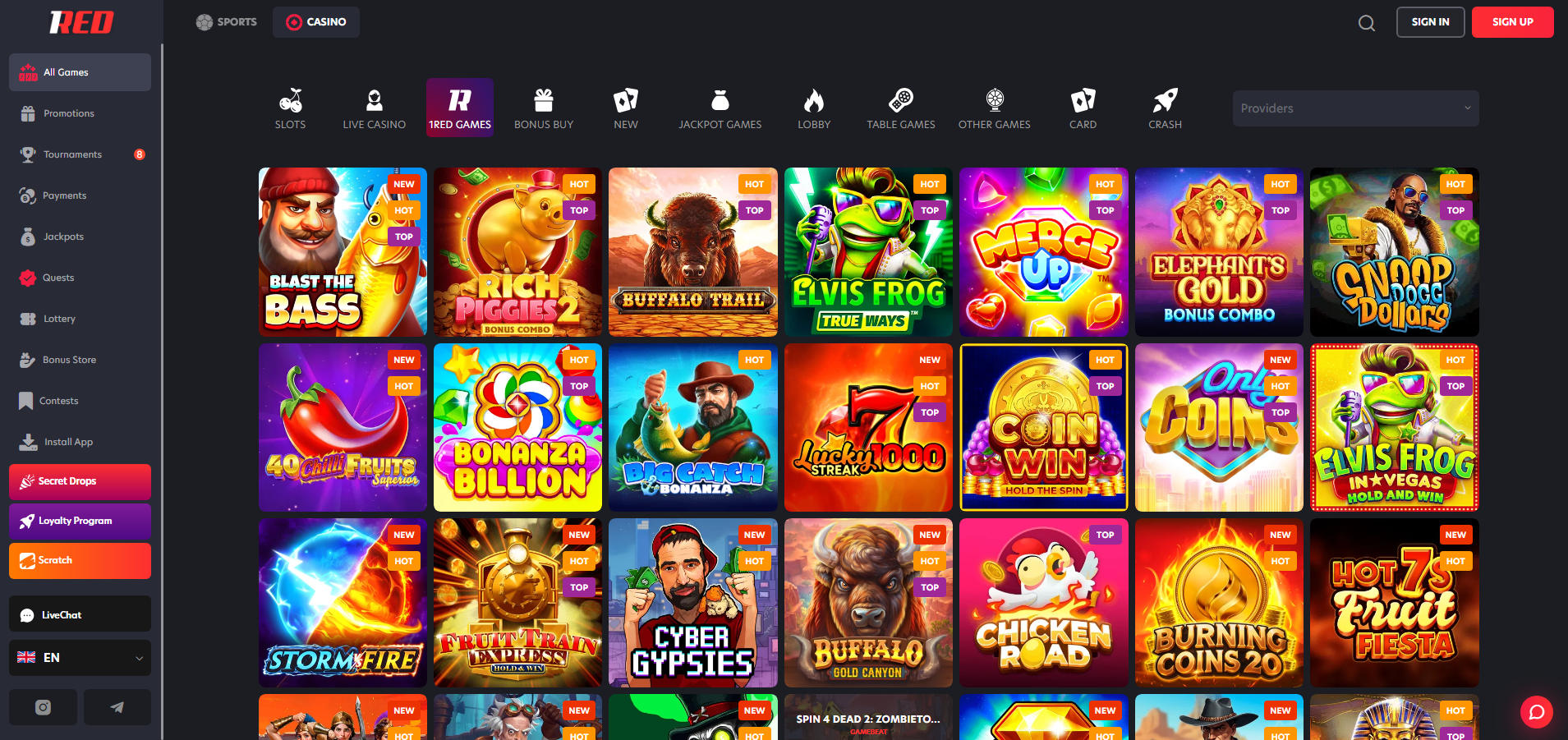 1RED Casino Games