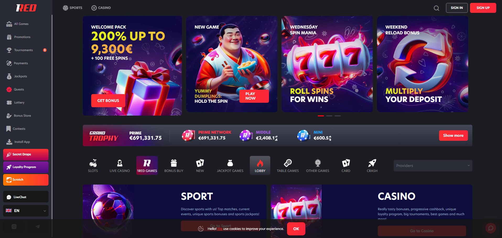 1RED Casino Promotions