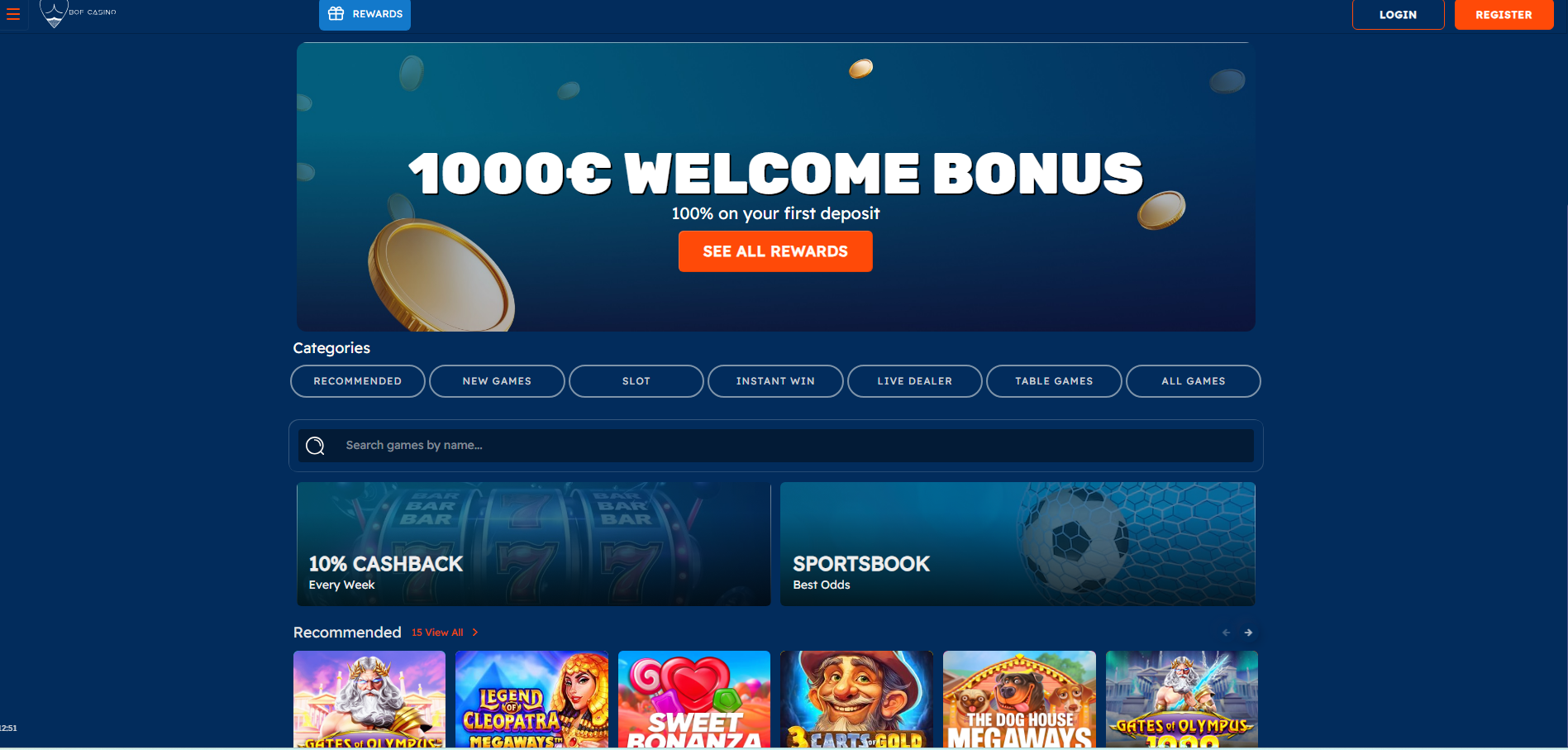 BOF Casino Homepage