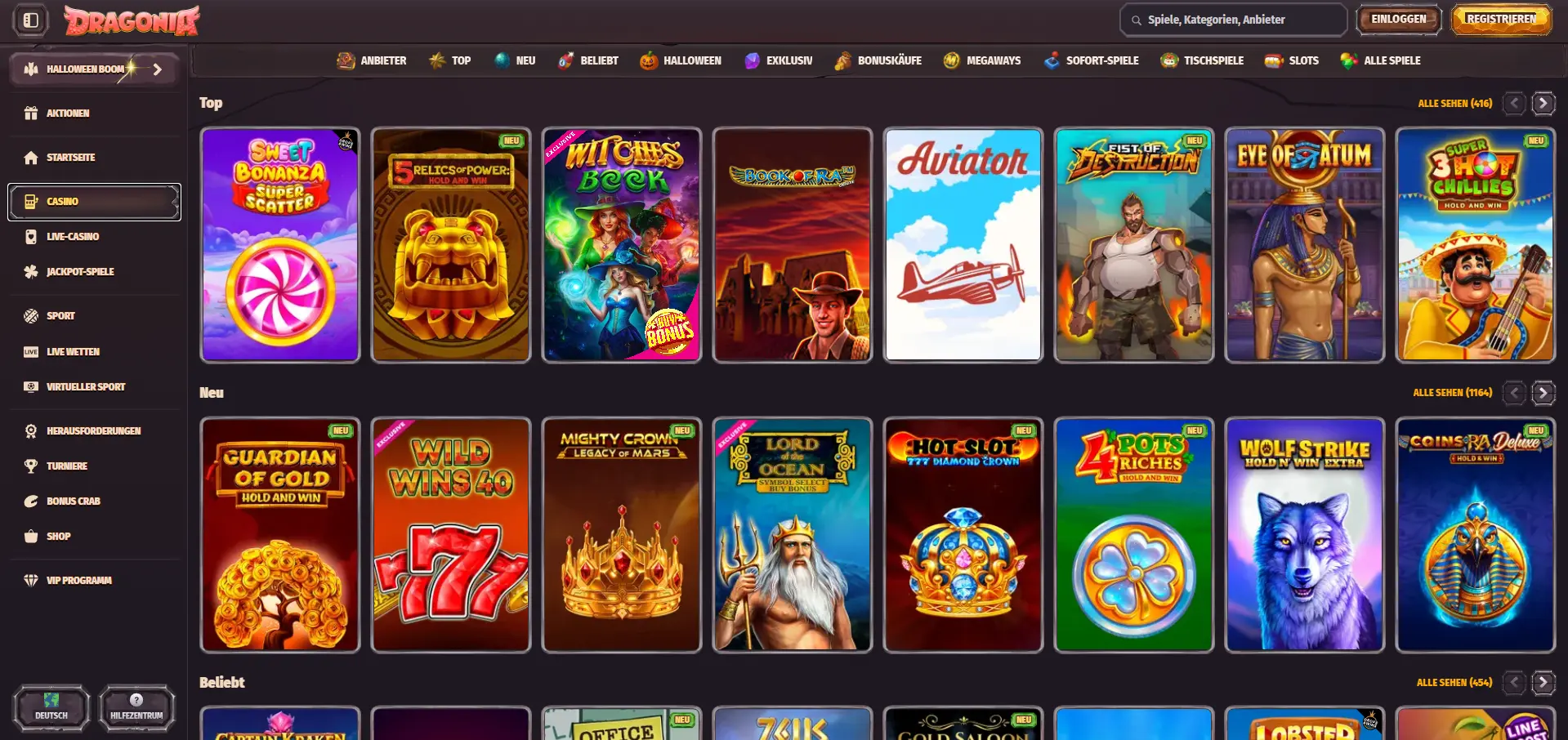 Dragonia Casino Spiele