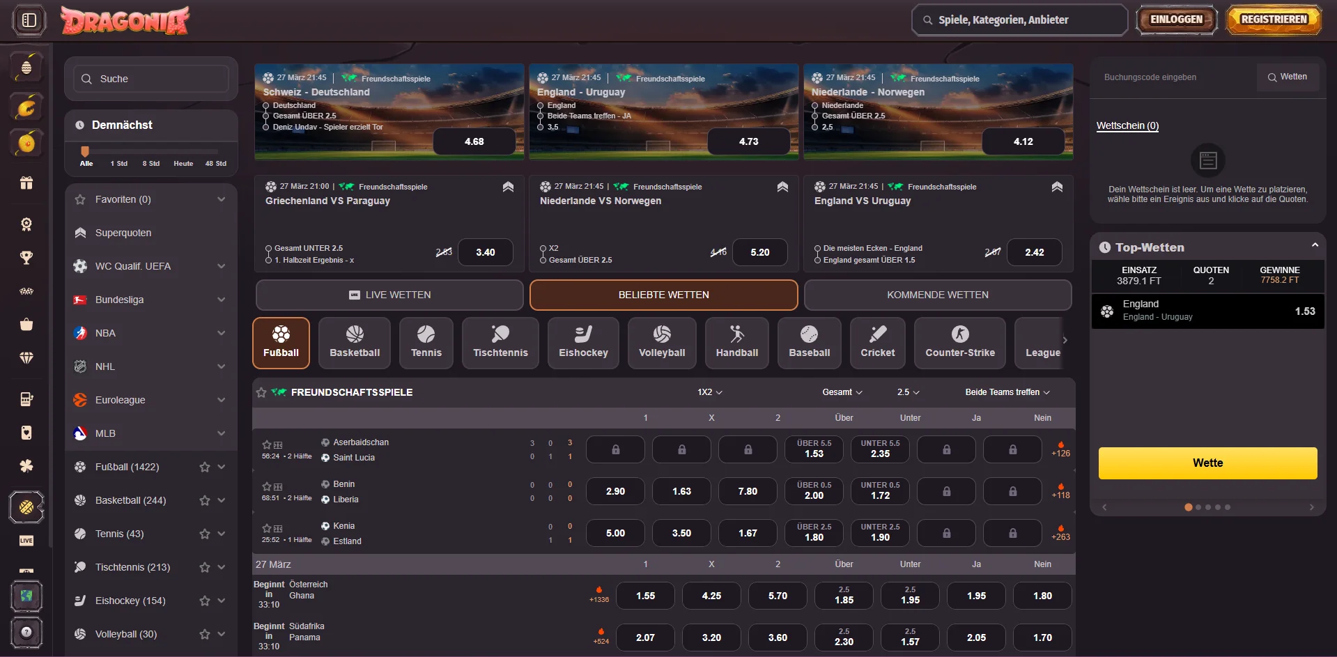 Dragonia Casino SportwettenScreenshot