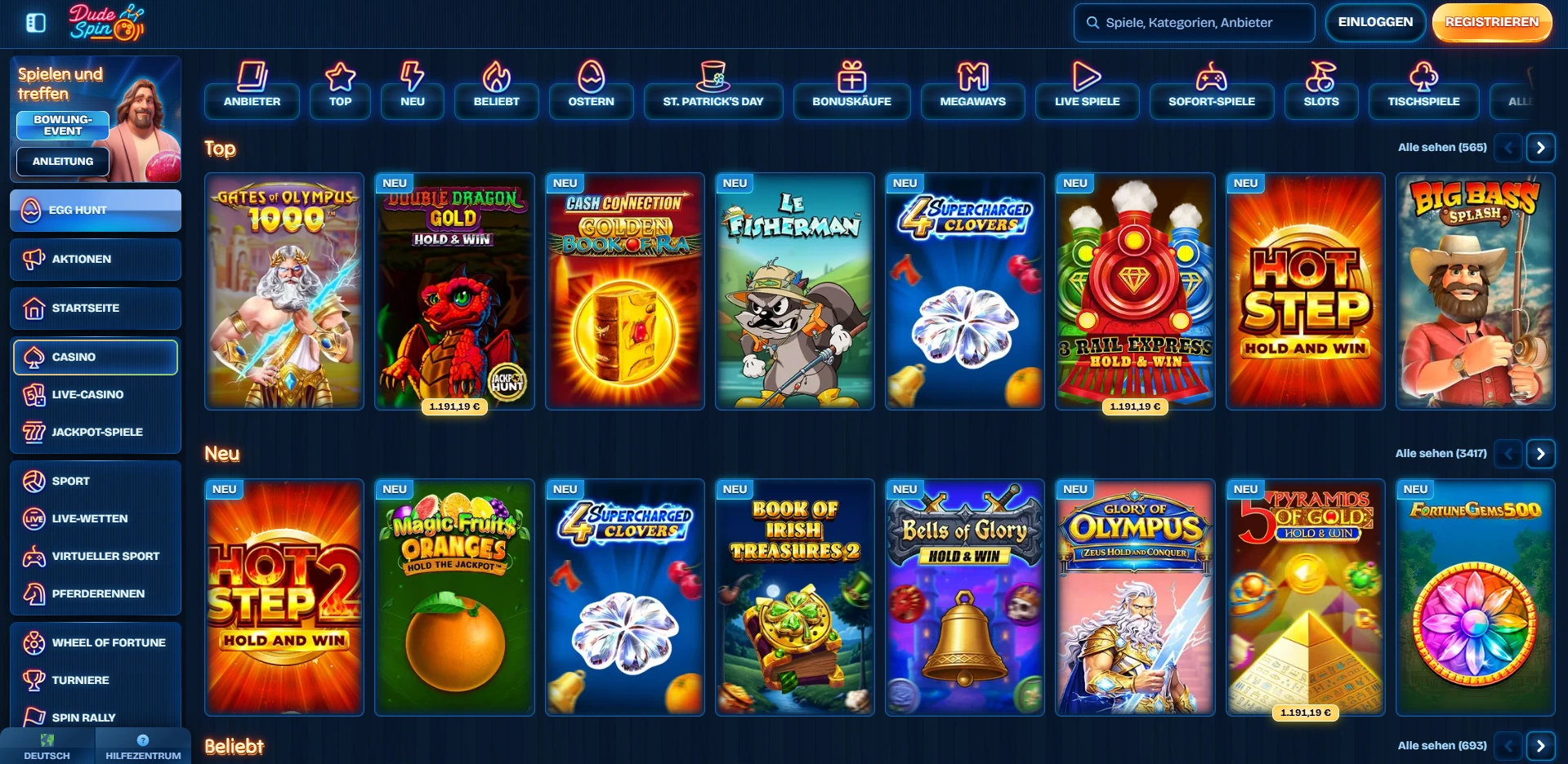 DudeSpin Casino Slotspiele Screenshot