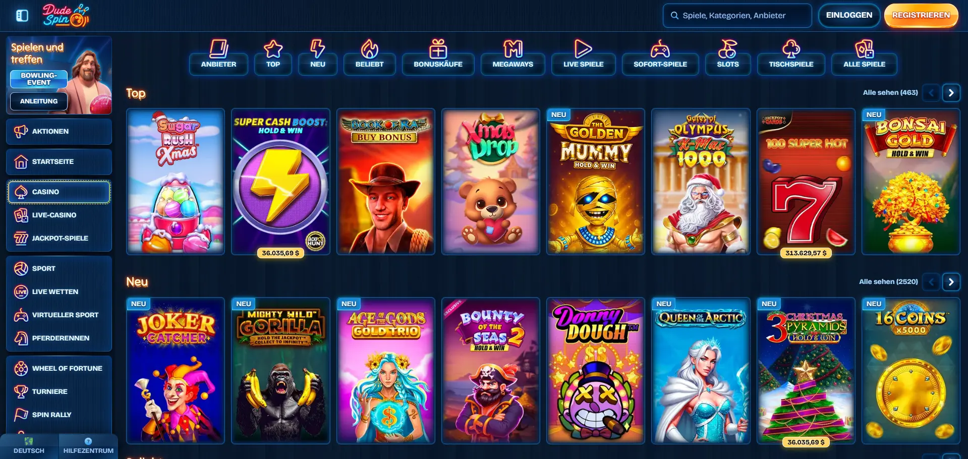 DudeSpin Casino Spiele