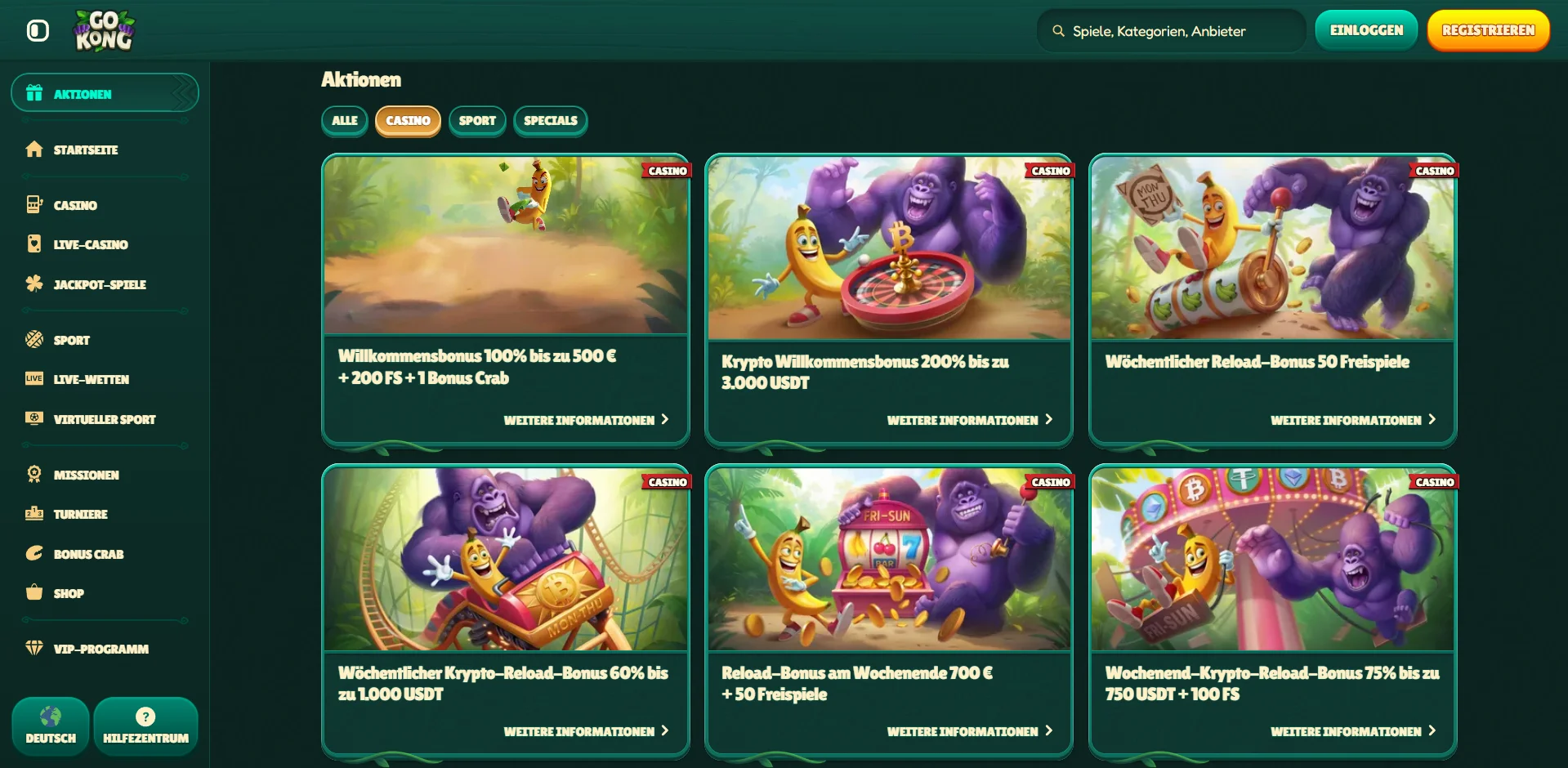 GoKong Casino Bonusaktionen