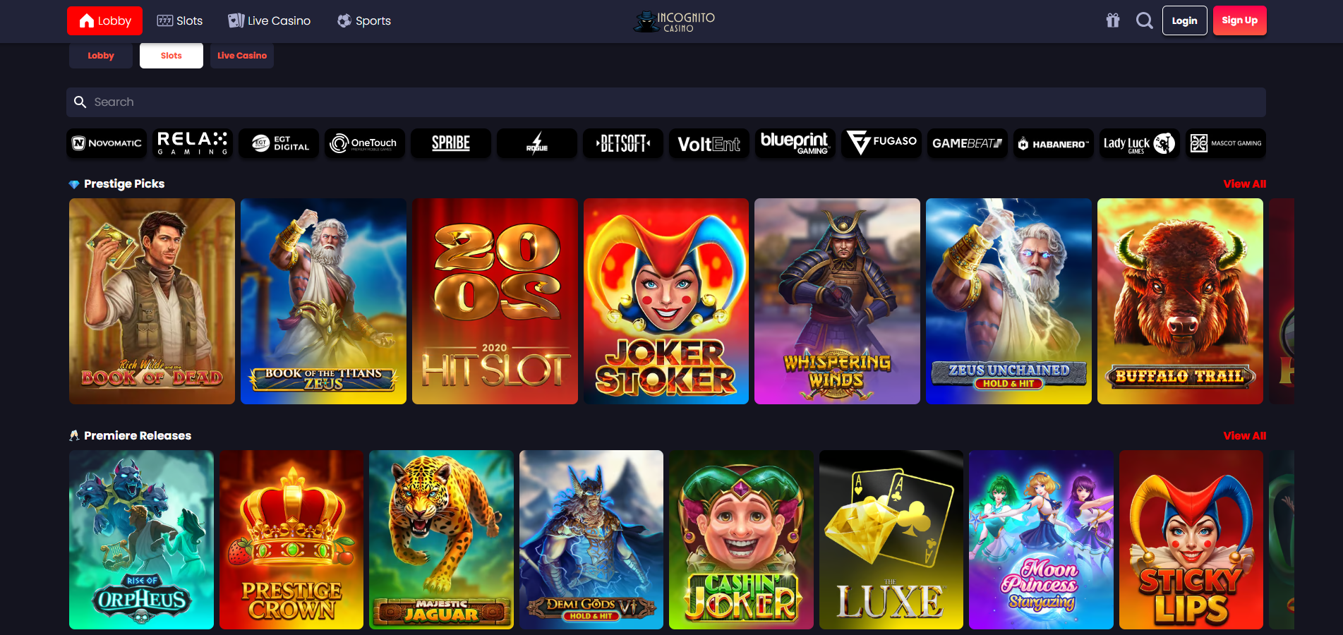 Incognito Casino Games