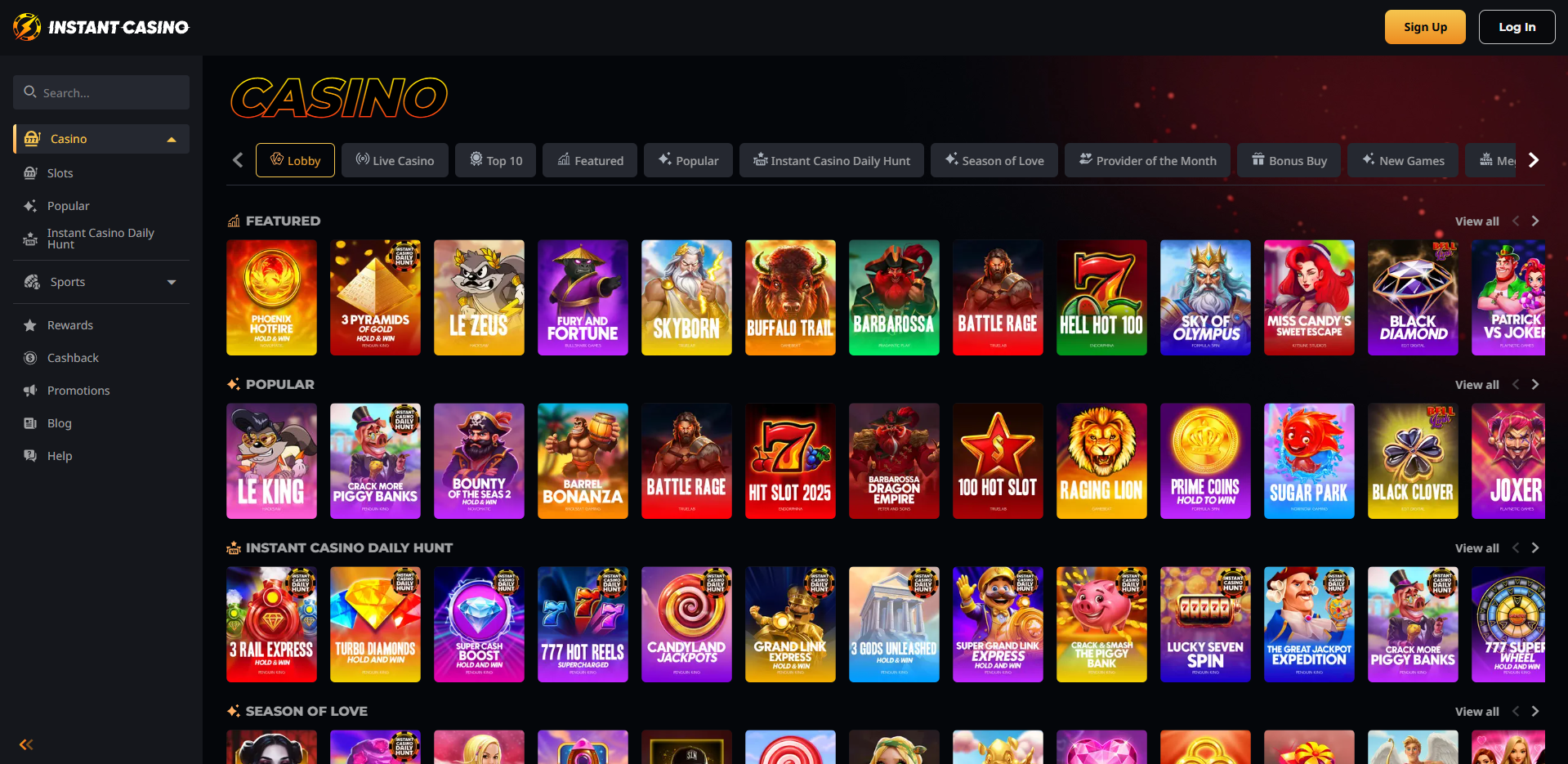 Instant Casino Spiele
