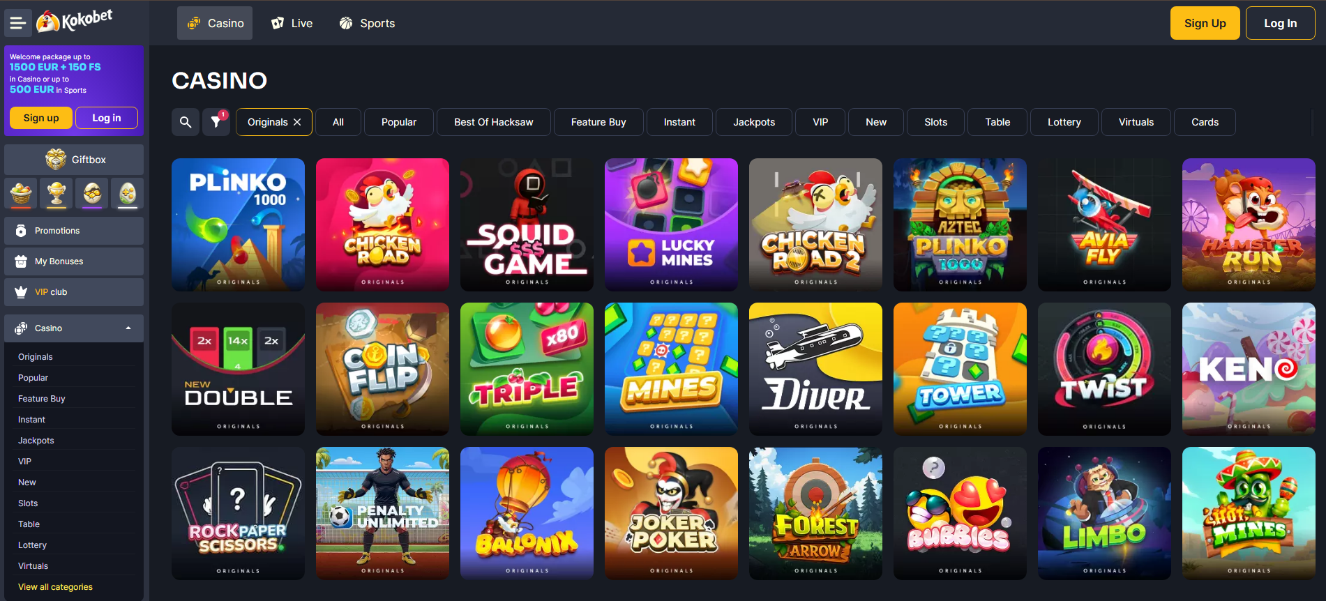 Kokobet Casino Spellen