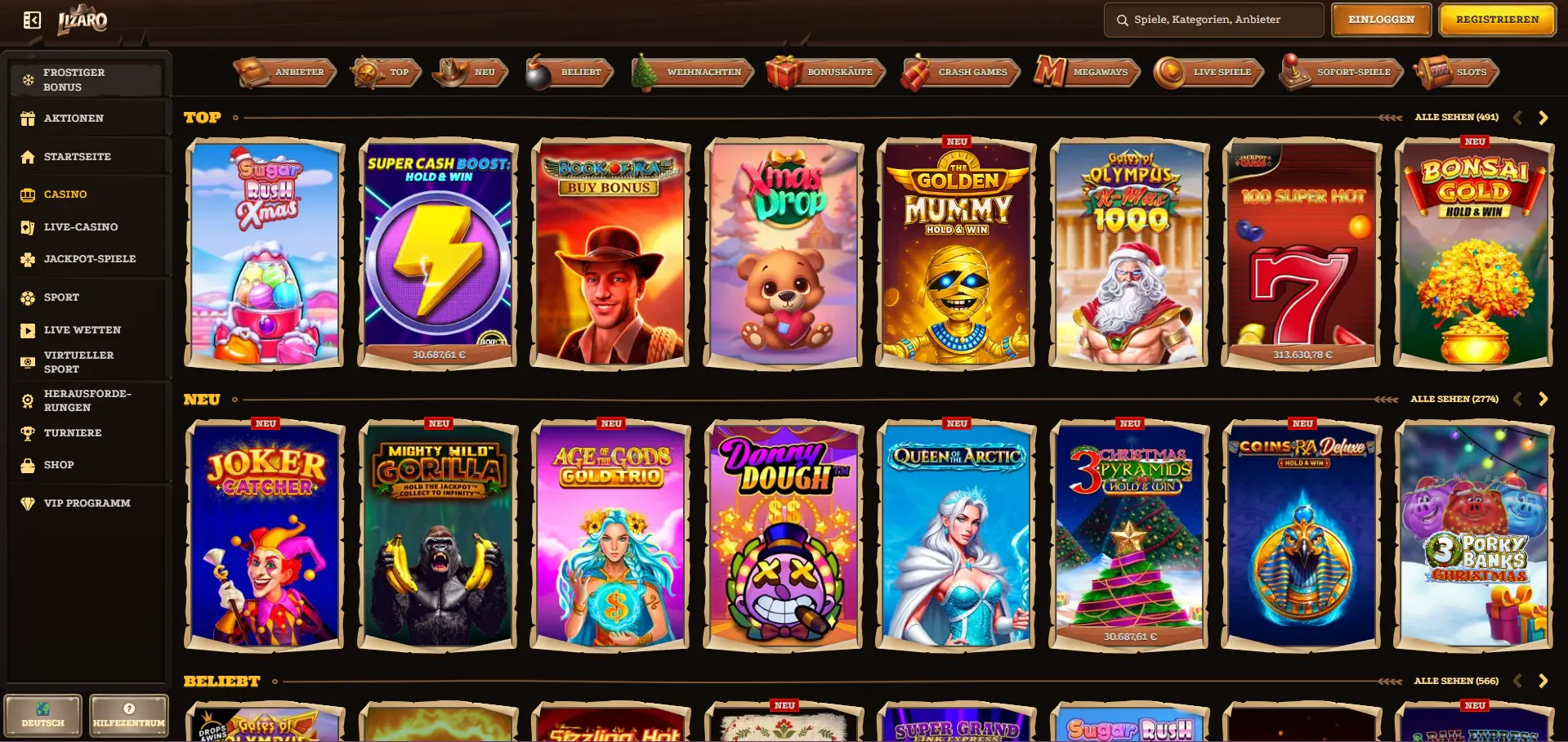 Lizaro Casino Spiele