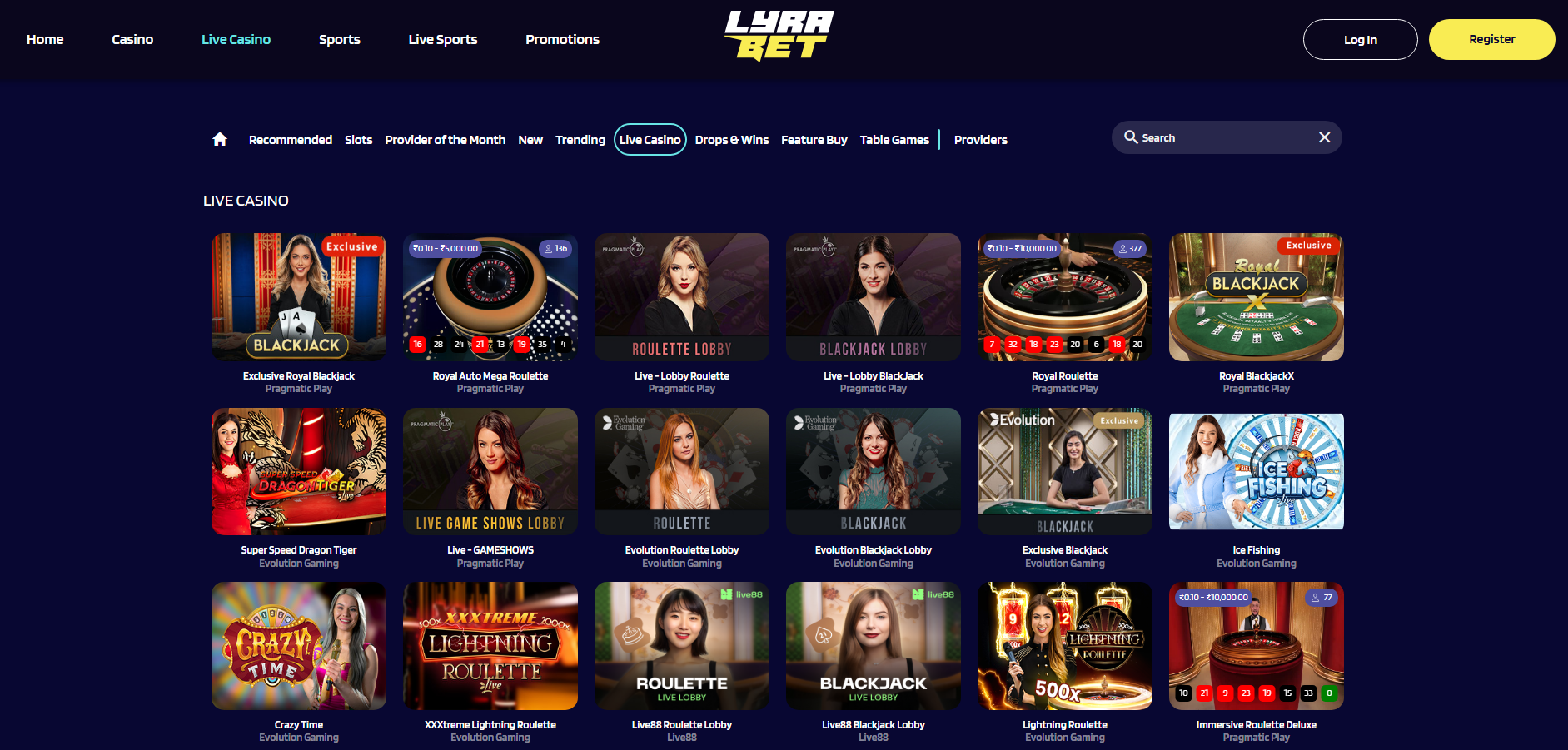 Lyrabet live casino