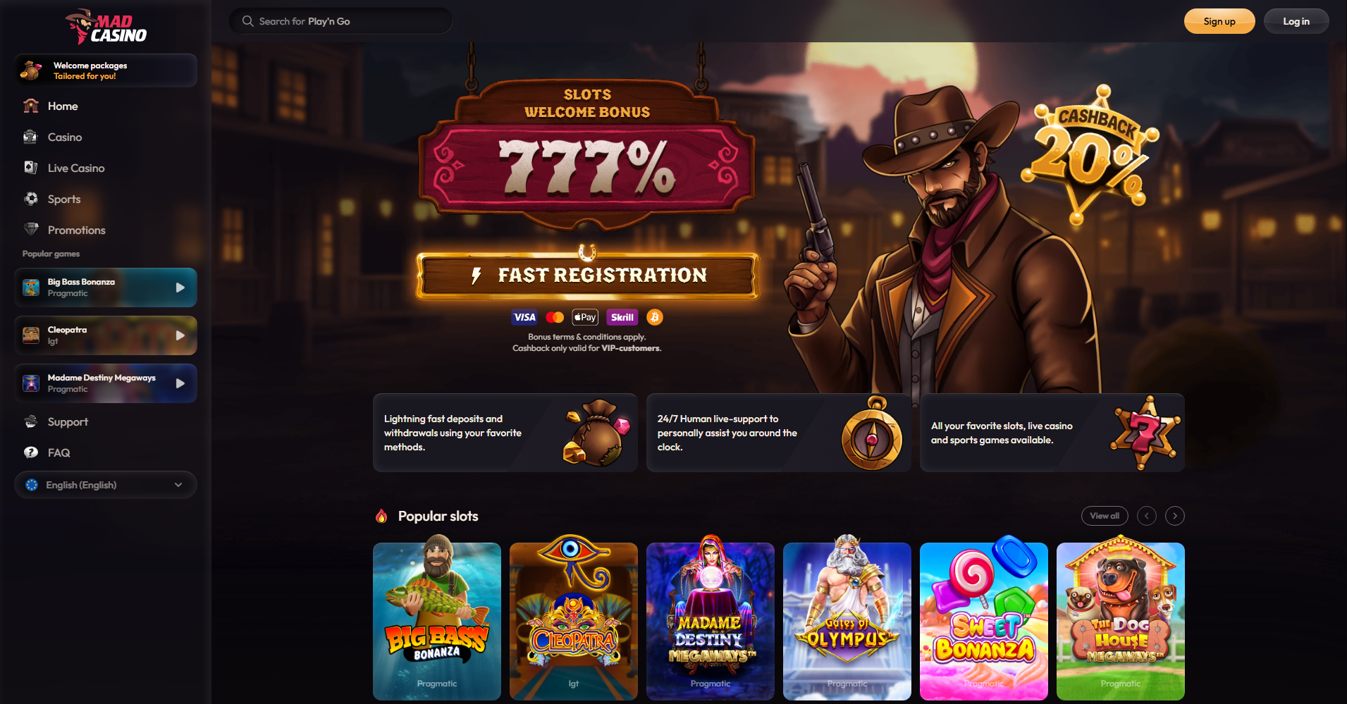 Mad casino - home page