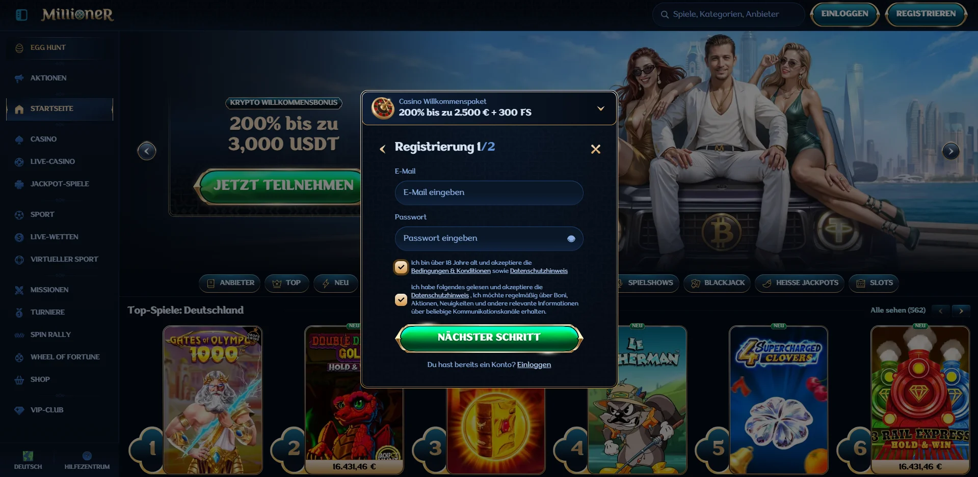 Millioner Casino Registrierung