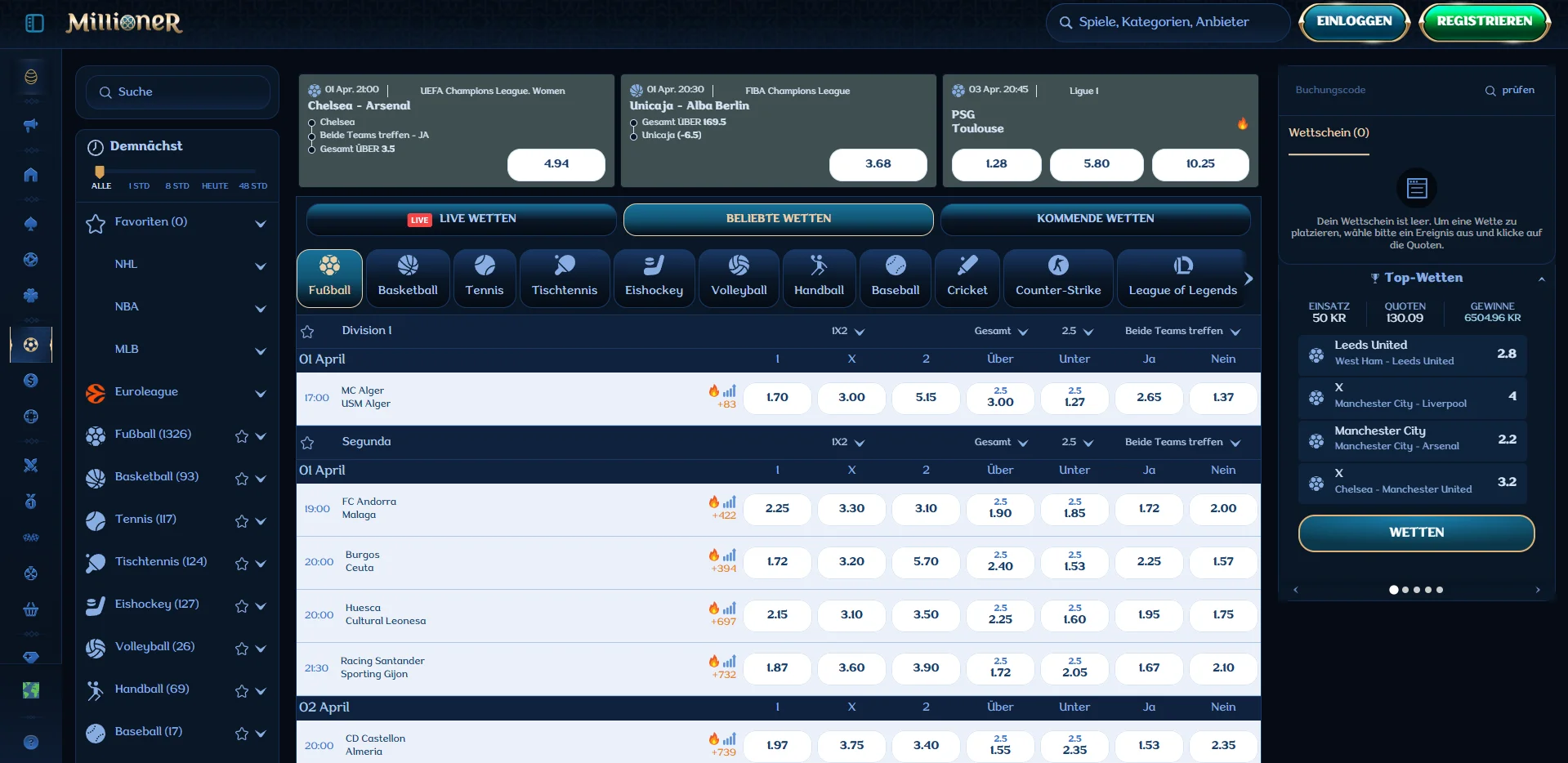 Millioner Casino Sportwetten