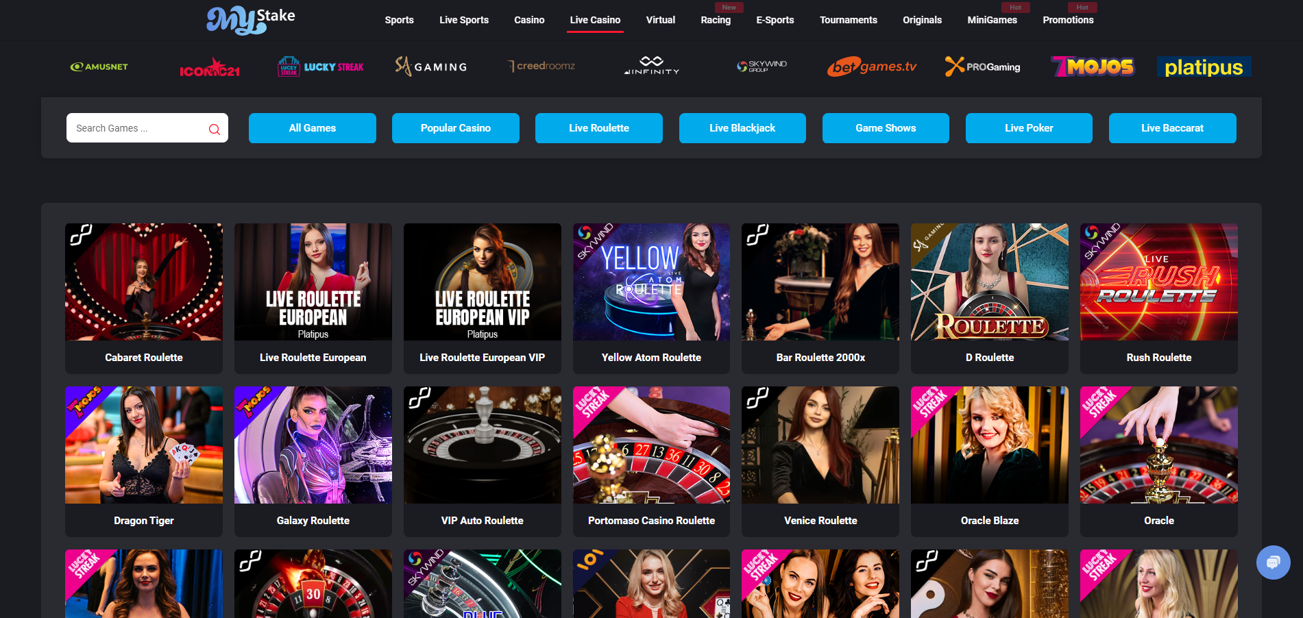 MyStake Live Casino