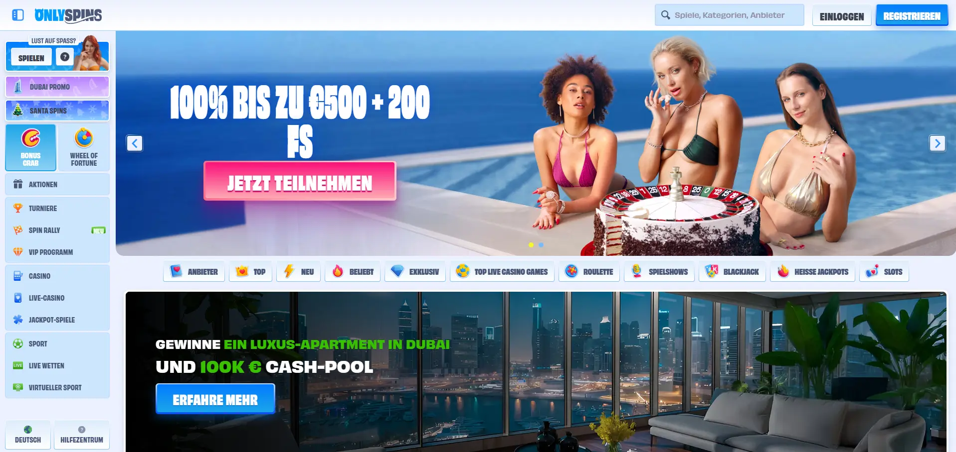OnlySpins Casino Willkommensbonus