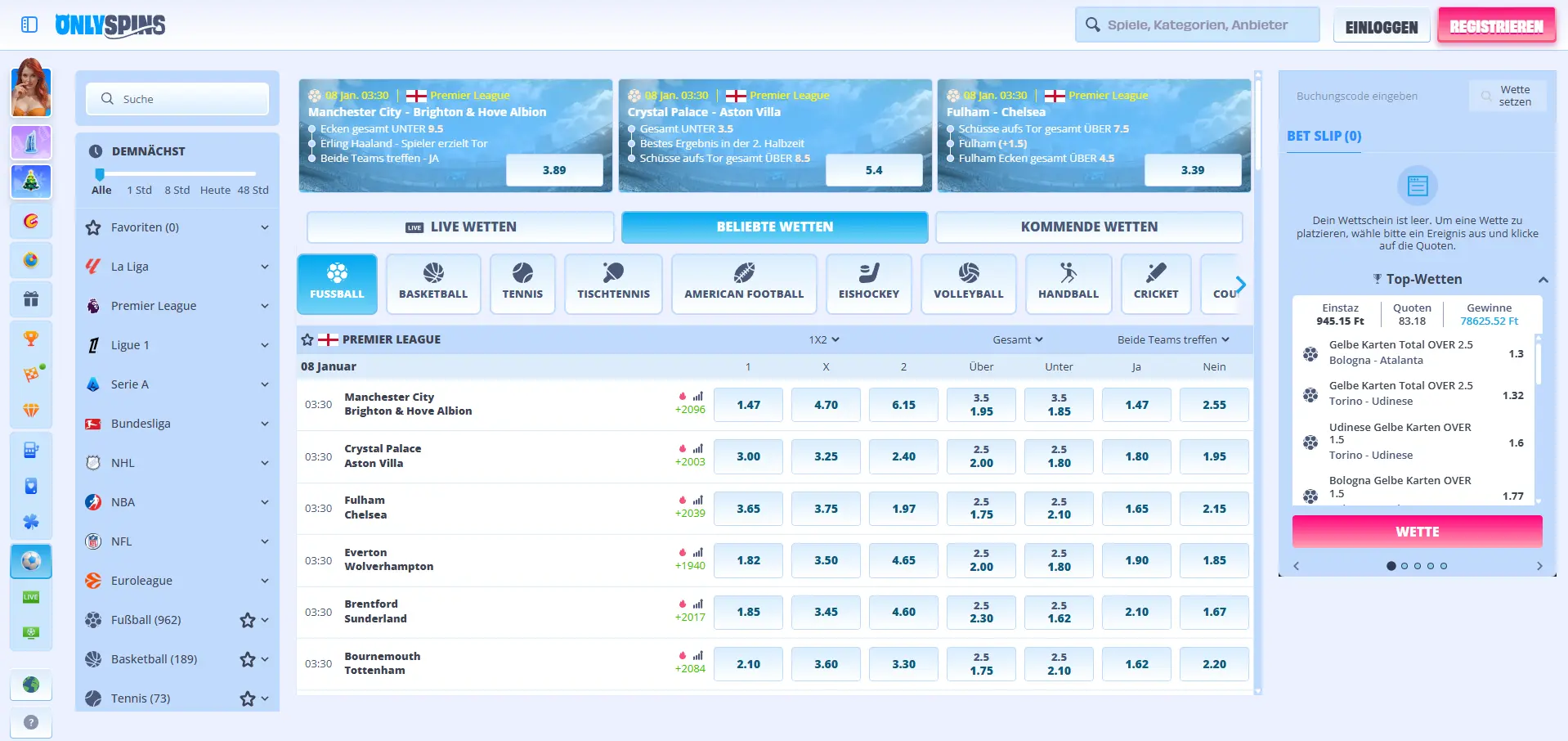 OnlySpins Sportwetten