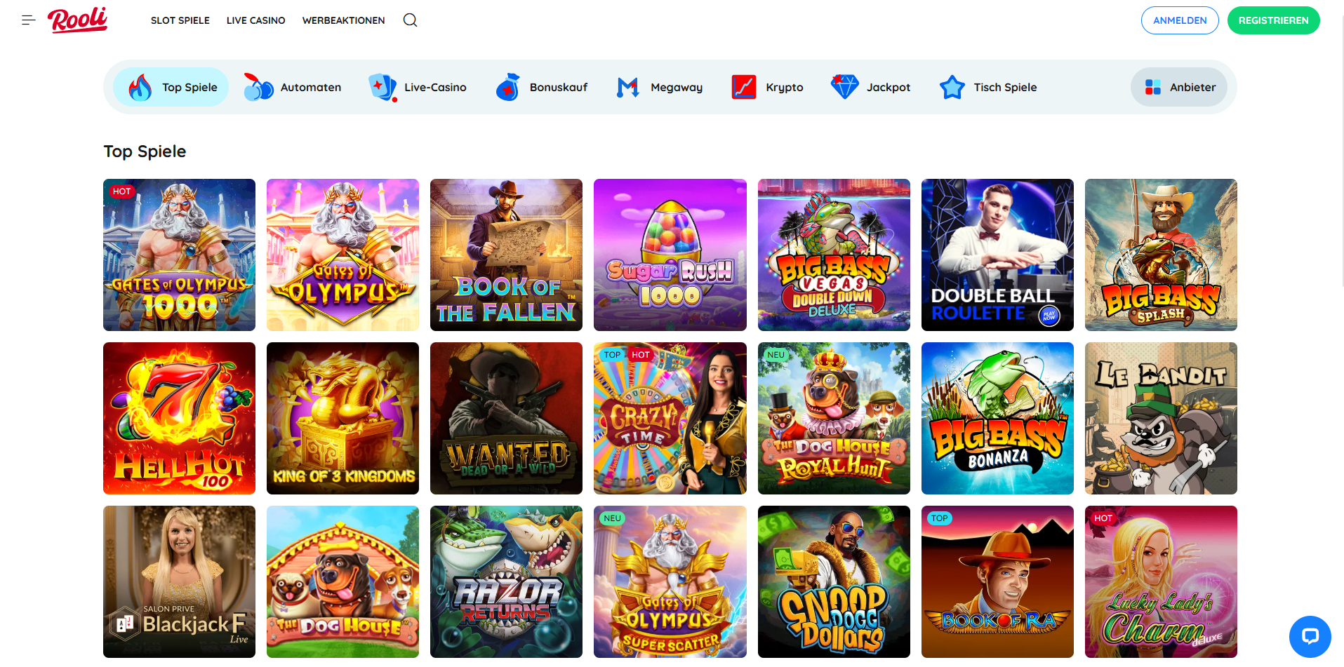 Rooli Casino Slotseite