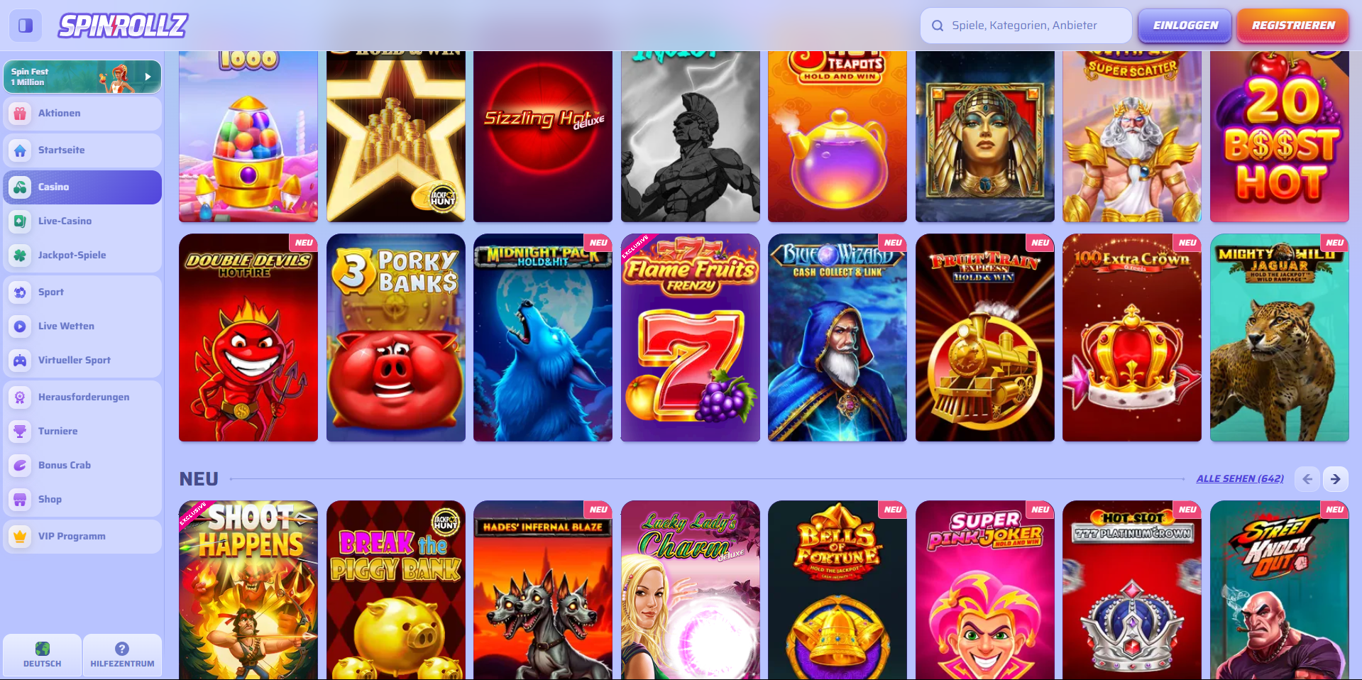 Spinrollz Casinoseite