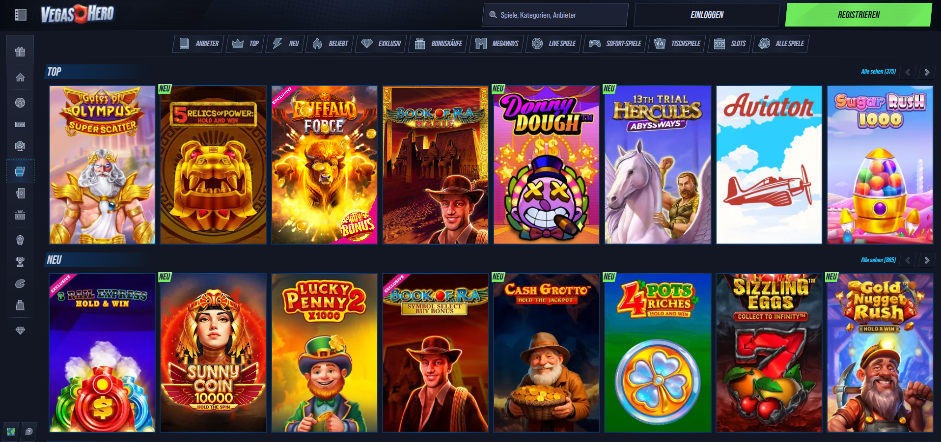 VegasHero Casinoseite