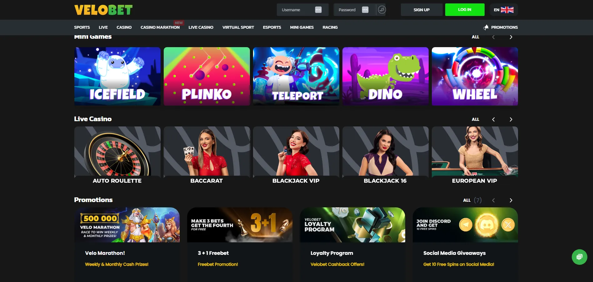 Velobet Live Casino