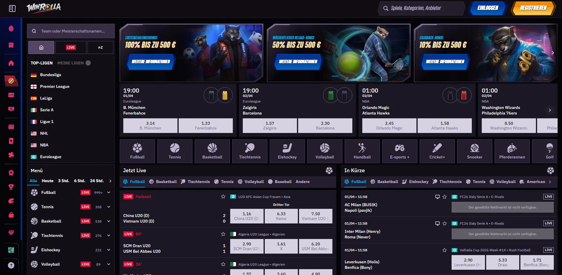 WinRolla Casino Sportwetten