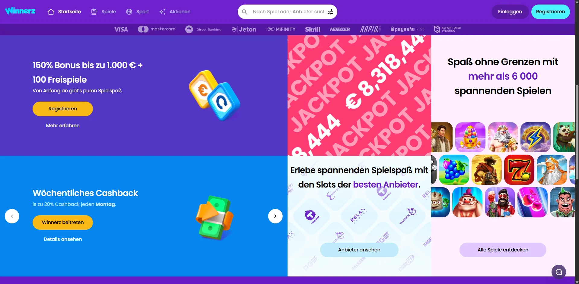 Winnerz Casino Aktionen Screenshot