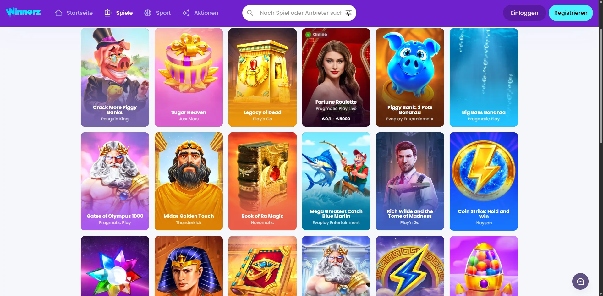 Winnerz Casino Slotspiele Screenshot