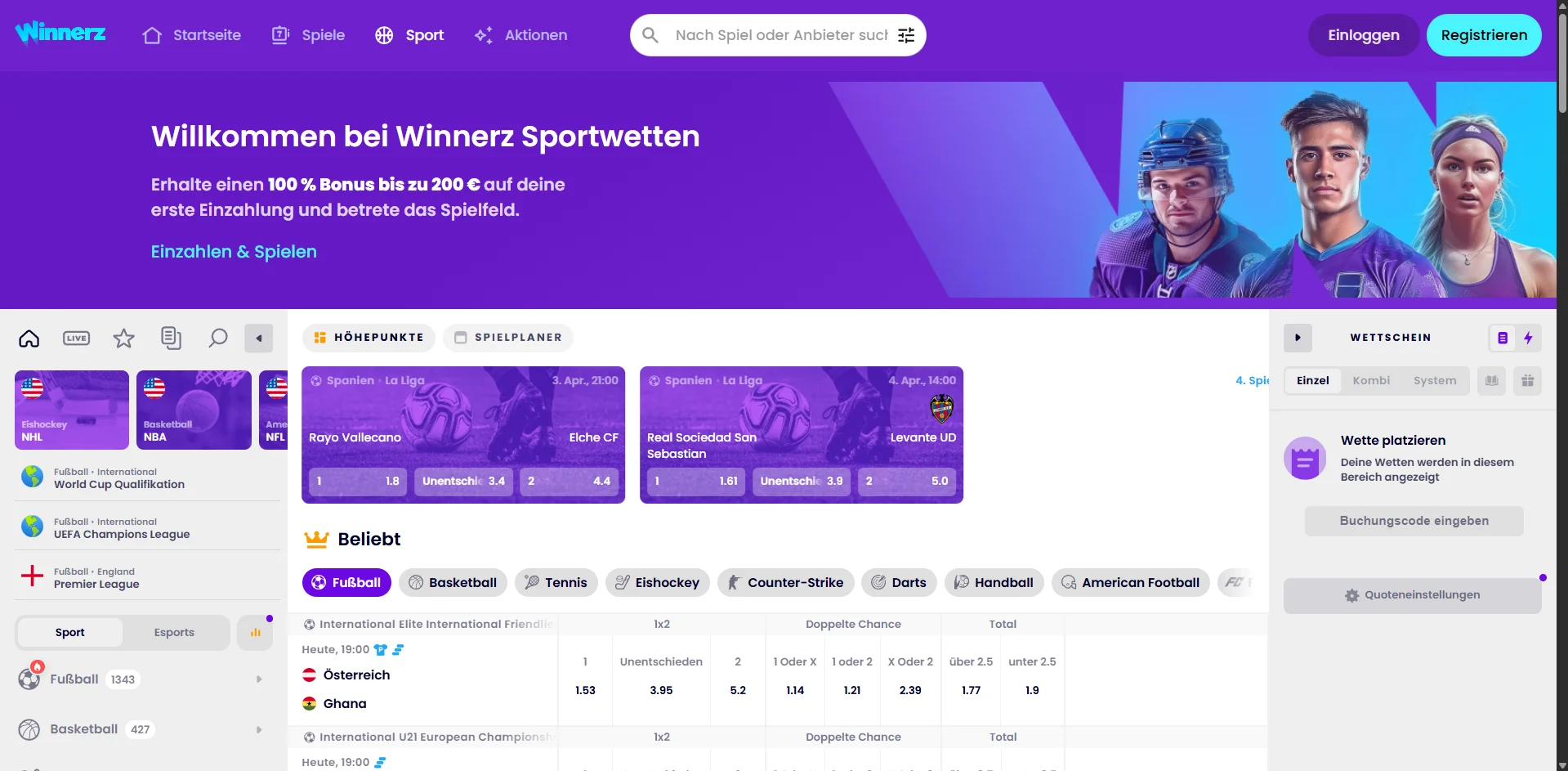 Winnerz Casino Sportwetten Screenshot