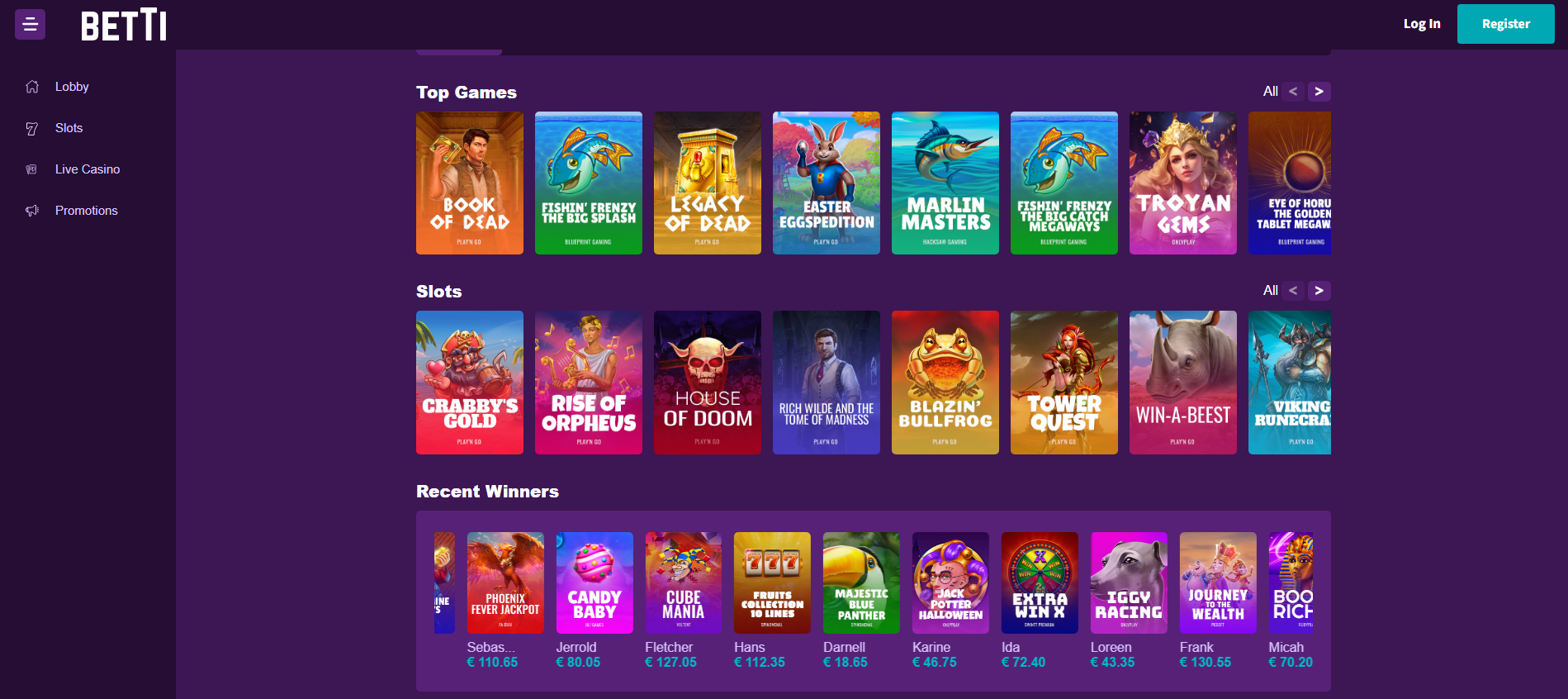 Betti Casino Review - Slot Selection