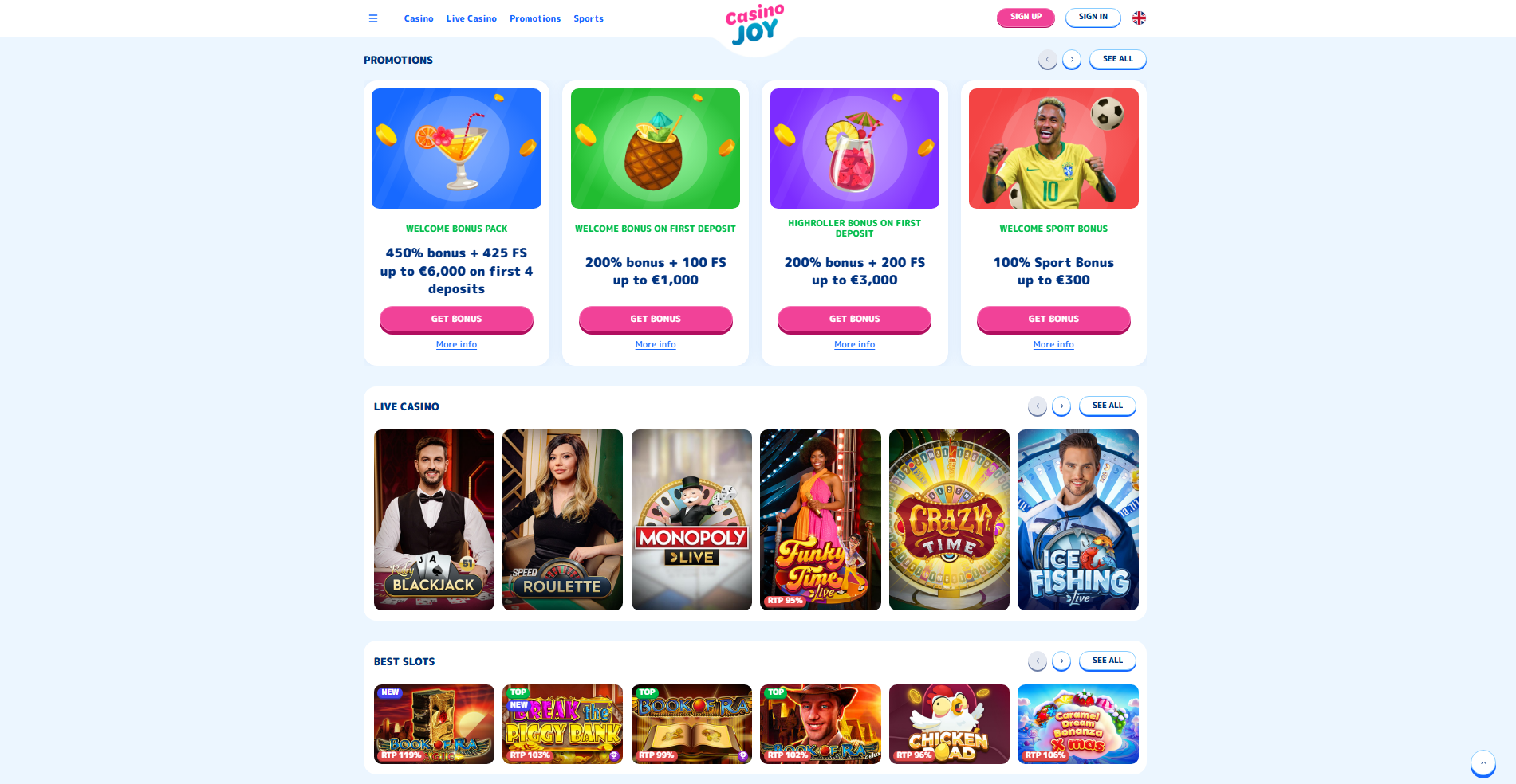 Casino Joy Review - Live Casino and Bonuses