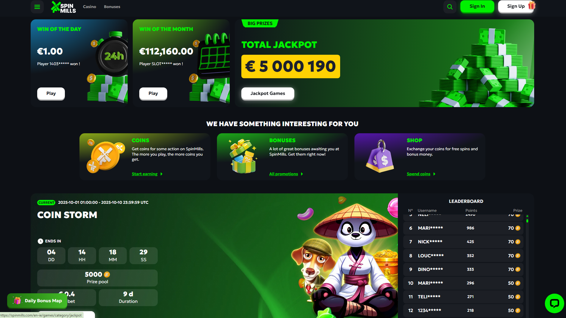 spinmills casino circus