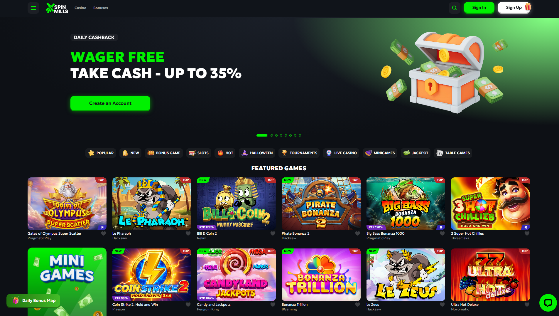 spinmills casino gold