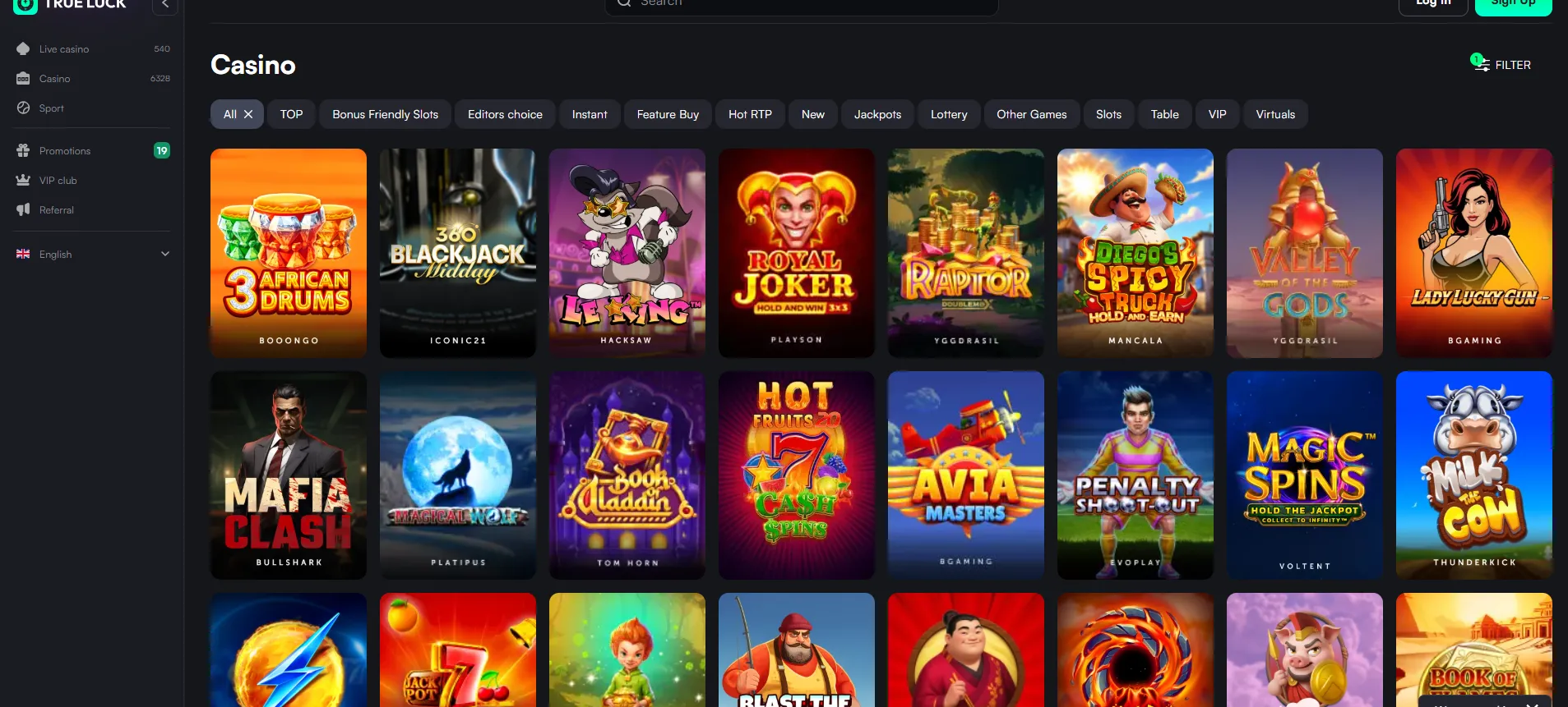 trueluck casino spellen